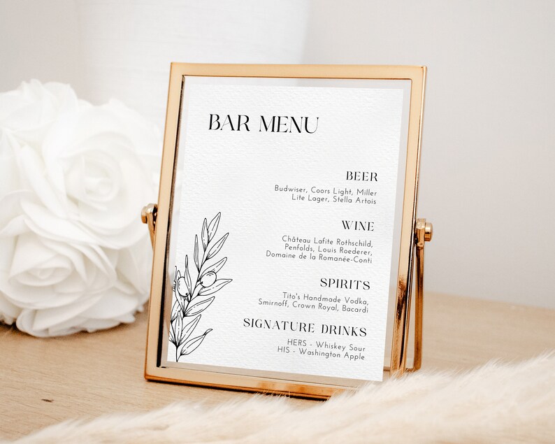 Bar Menu, Signature Drinks Sign Template, Signature Cocktail Sign ...