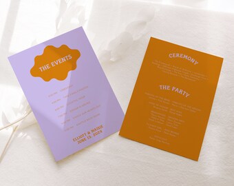 Wedding Program Template, Wedding Itinerary Download, Wedding Ceremony Timeline, Editable Wedding program, Simple wedding, Eclectic program