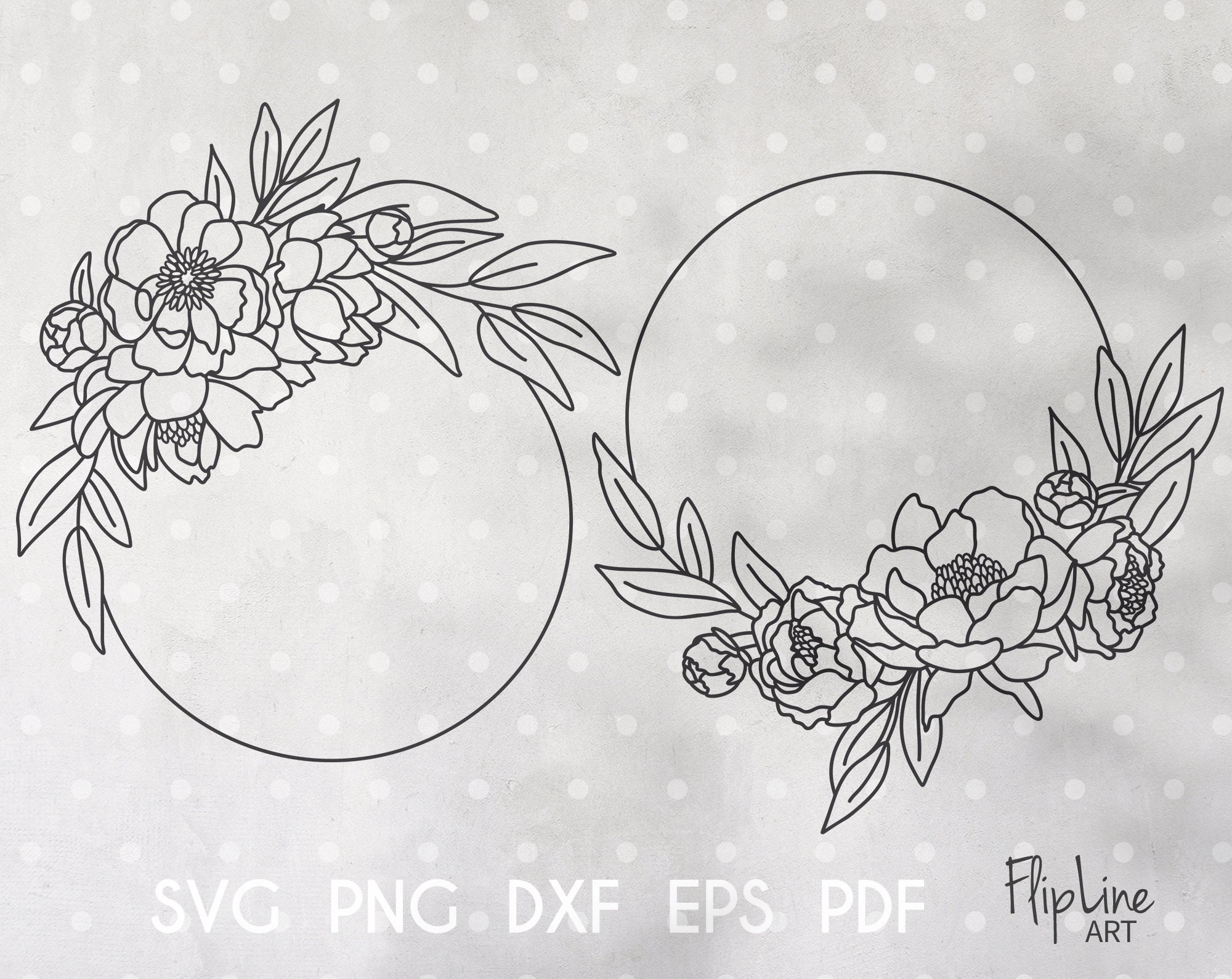 Boho Floral Wreath Svg Split Monogram Svg Floral Frame Png | Etsy