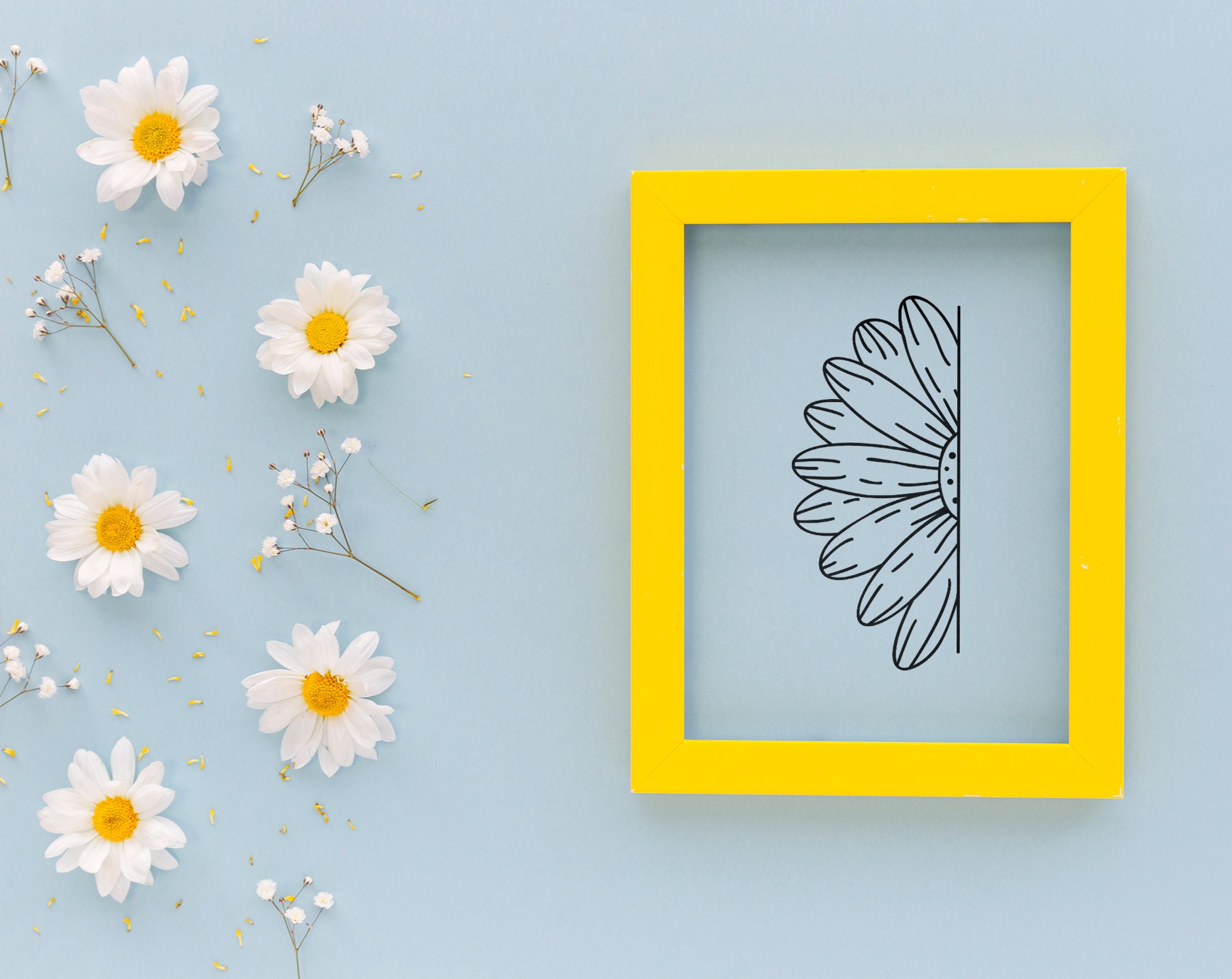 Download Half Daisy Svg Daisy Monogram Svg line art Floral svg Floral | Etsy