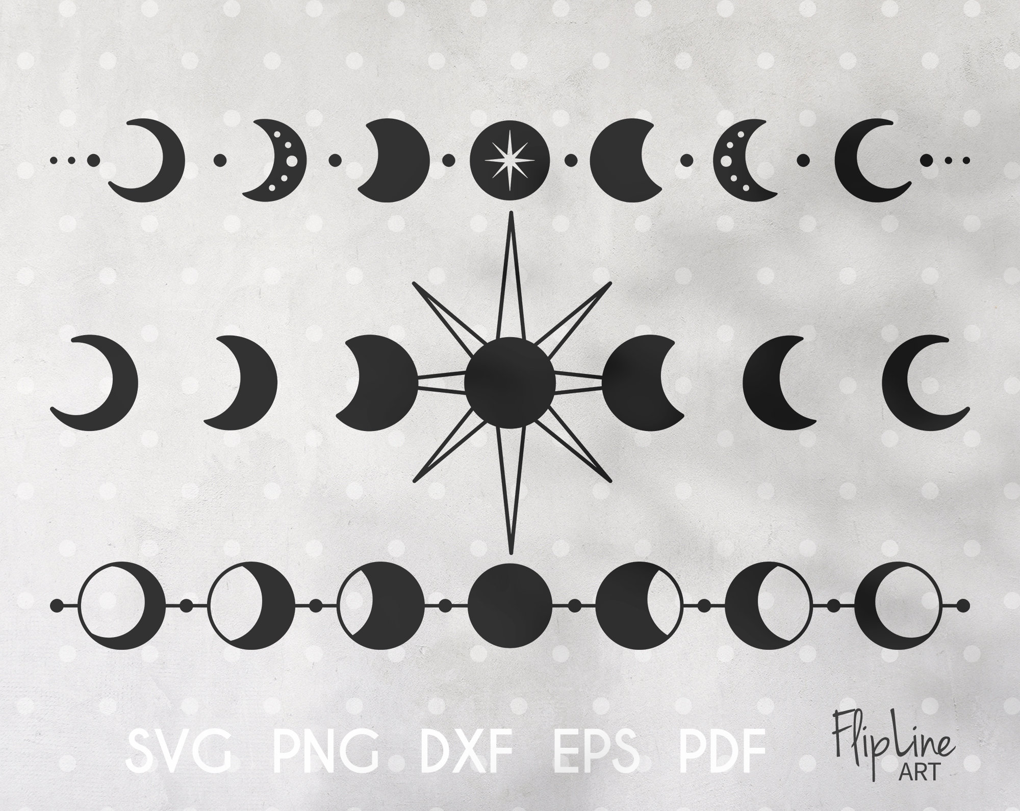 Moon phases svg Celestial clipart Silhouette Cut Files | Etsy