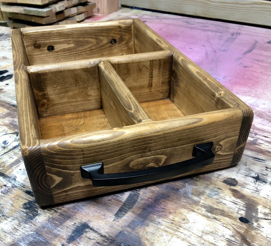 Solid Wood Counter Organizer/catchall Tray/desk Caddy/drink Station