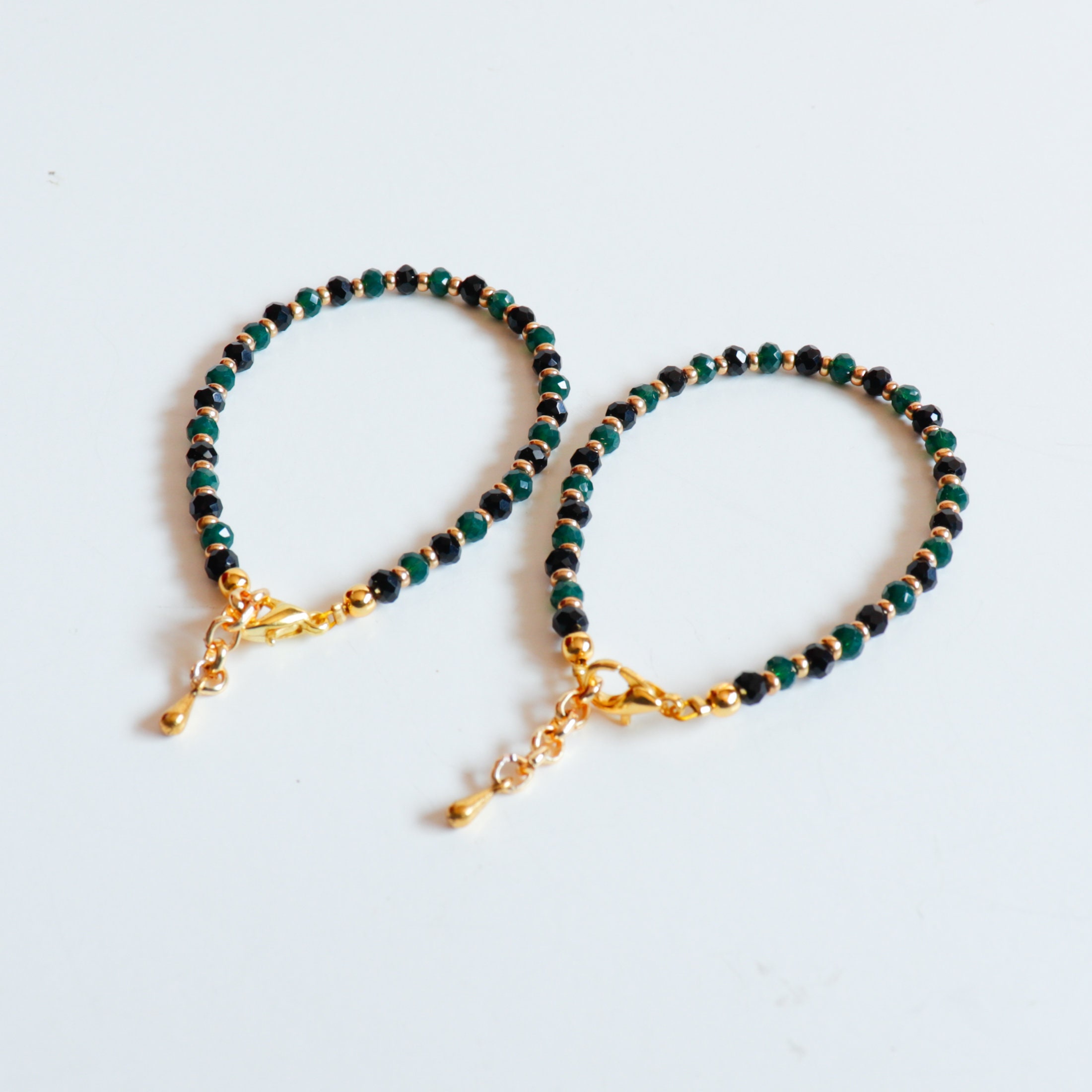 Baby Protection Bracelets Pair Crystal Stones Charm Green Etsy