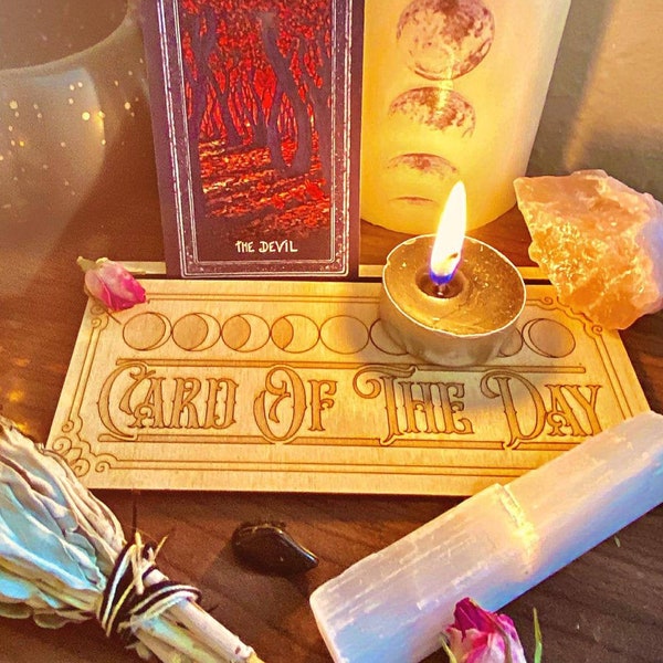 Tarot Card Stand, Card of the Day, Moon phase heritage style. Single or double card holder.