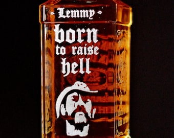 Glass Bottle Light. Motorhead Lemmy Kilmister Tribute, 70cl Jack Daniel’s Bottle.  Warm White LEDs. EMPTY Laser engraved Jack Daniels bottle