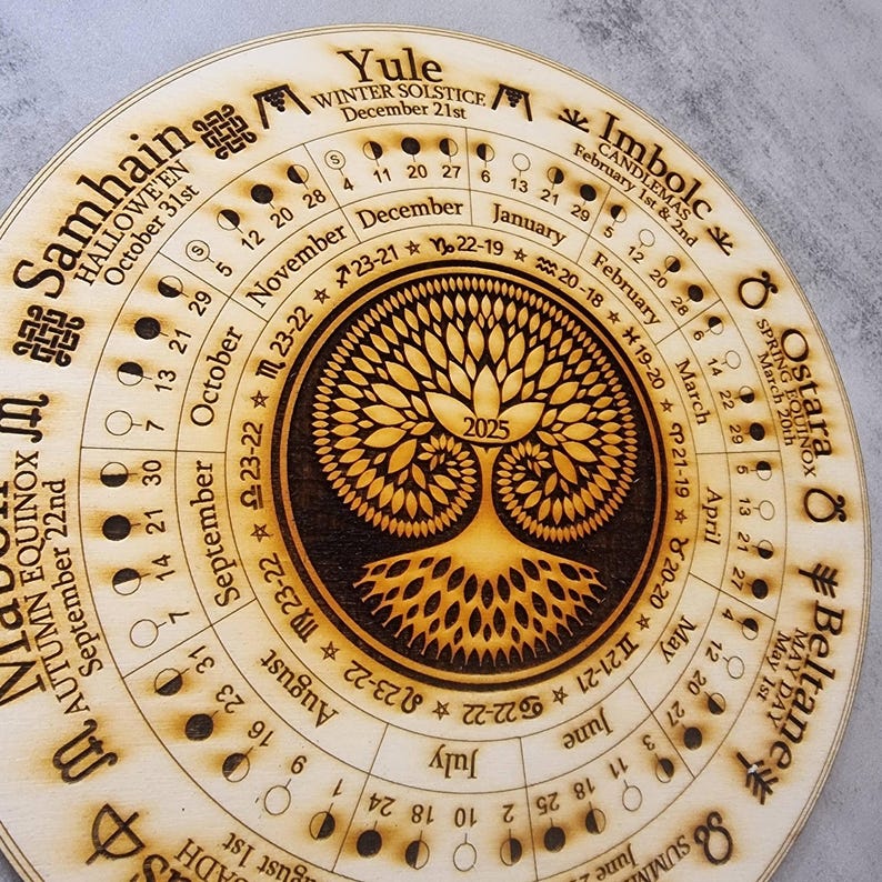 2026 Wheel of the Year Moon Phase Calendar, Tree of Life, Pagan Altar ...