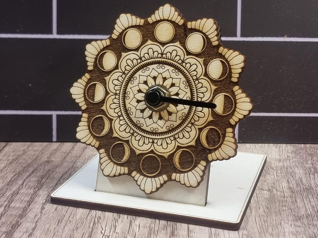 Moon Tracker Clock Desktop Moon Phase Clock: Mandala Design, Lunar Tracker - Etsy