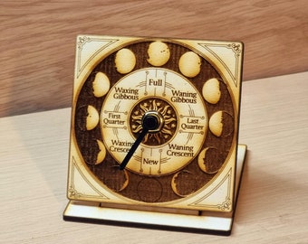 Desktop MoonClock, Unique Moon Phase Clock, Moon Tracker, Unique Lunar Cycle Clock - 29.5 days, wicca pagan altar witchy gift