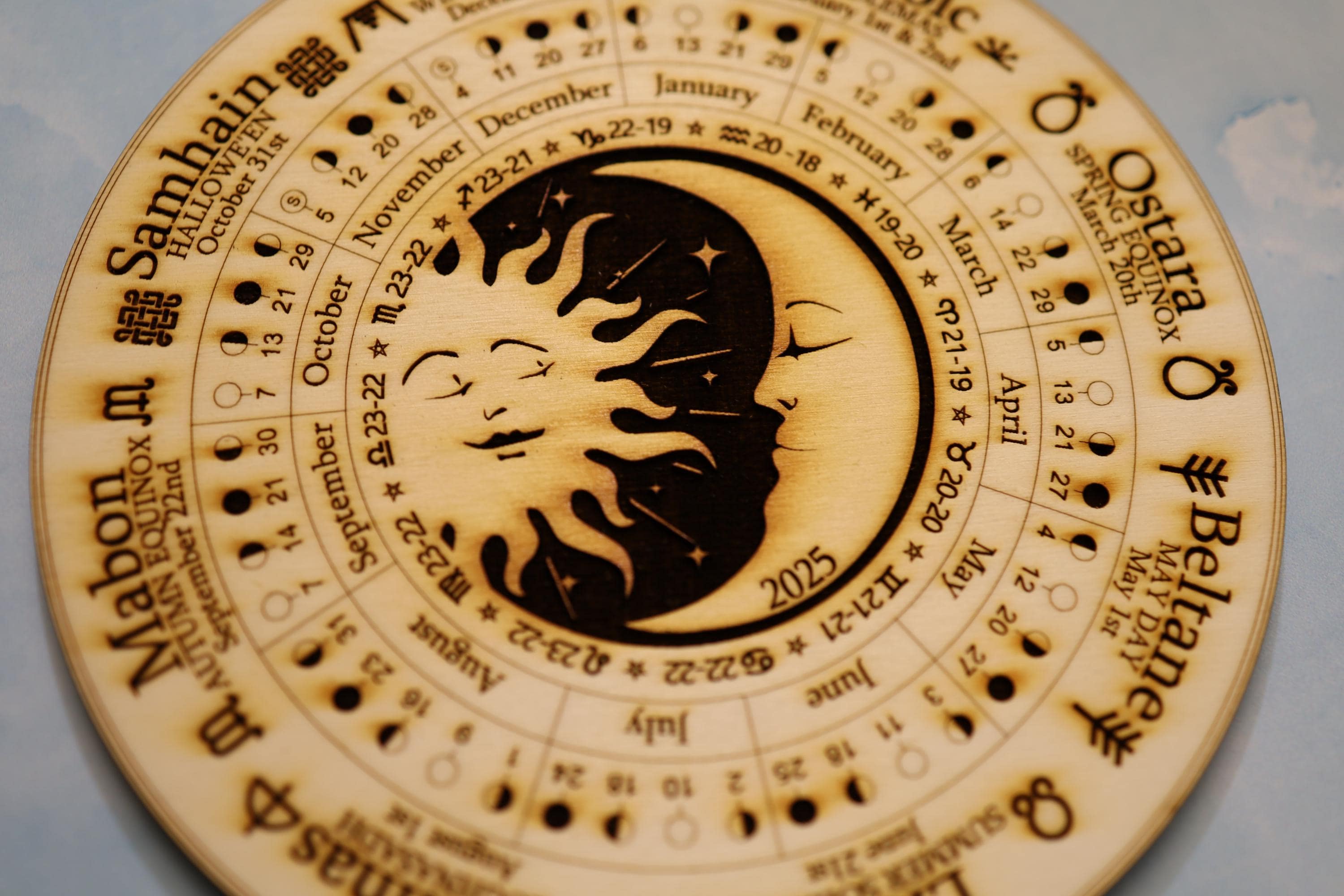 2026 Wheel of the Year Moon Phase Calendar, Smiling Sun & Moon - Etsy