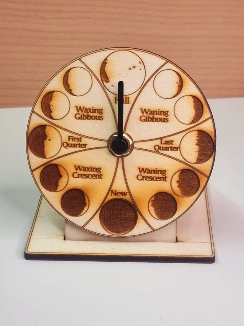 Moon Tracker Clock Desktop Moon Phase Clock: Laser Engraved Poplar Wood Lunar Tracker - Etsy