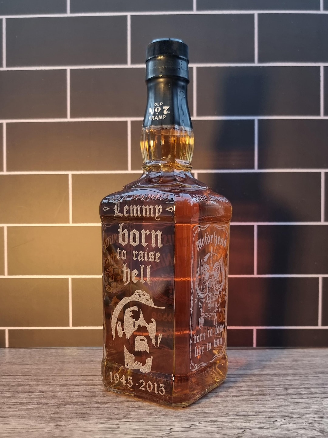 Lemmy Kilmister Tribute: Laser Engraved Jack Daniel's Bottle Light ...