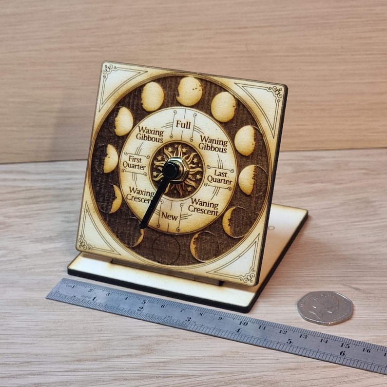 Moon Tracker Clock Desktop Moon Phase Clock: Laser Engraved Lunar Tracker - Etsy