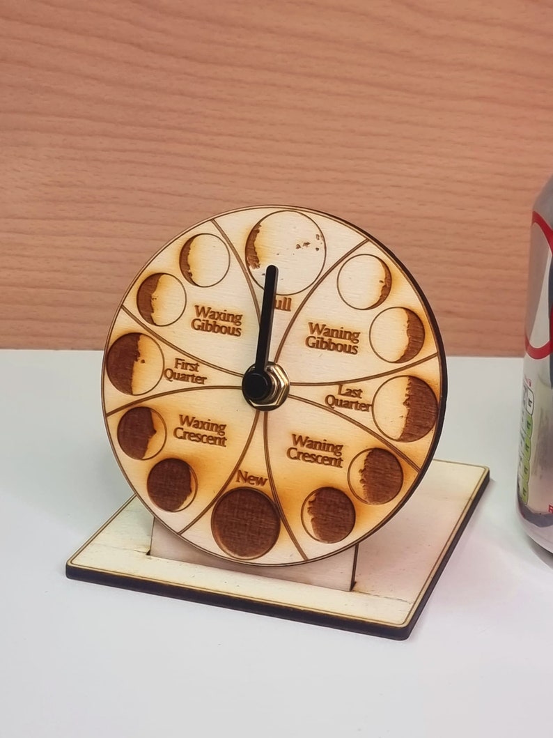 Moon Tracker Clock Desktop Moon Phase Clock: Laser Engraved Poplar Wood Lunar Tracker - Etsy