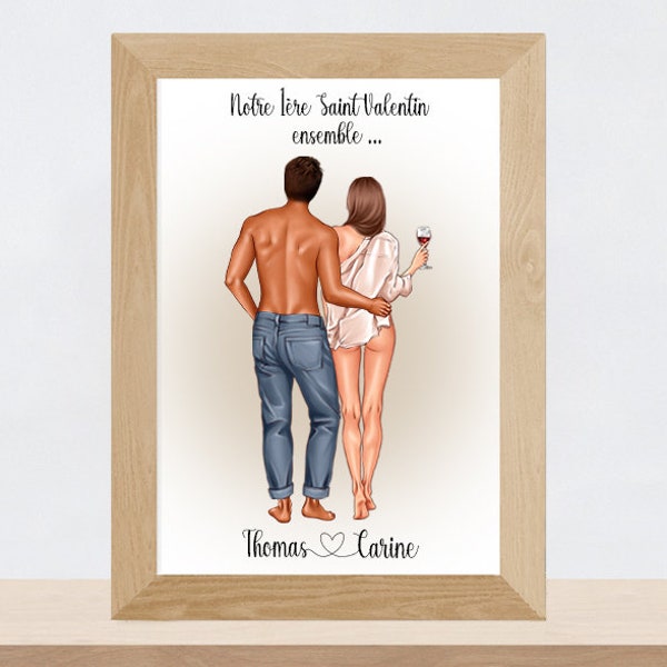 Affiche personnalisée Couple | Cadeau Saint valentin | Portrait de couple | Fichier numérique imprimable