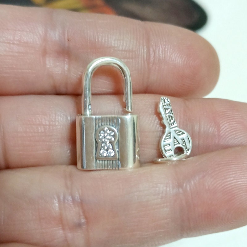 Alphm S925 Sterling Silver Lock Padlock Pendant Necklace for Women