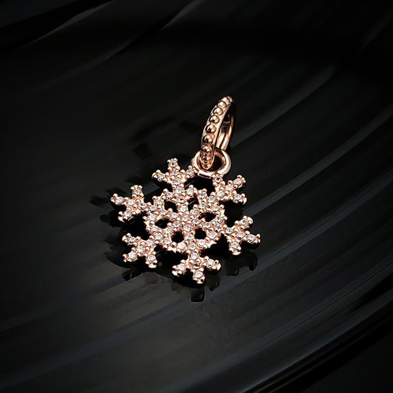 Charms / Snowflake CZ Rose Gold Dangle 