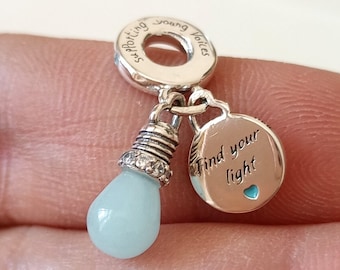 dark Lightbulb Double Dangle Charm 