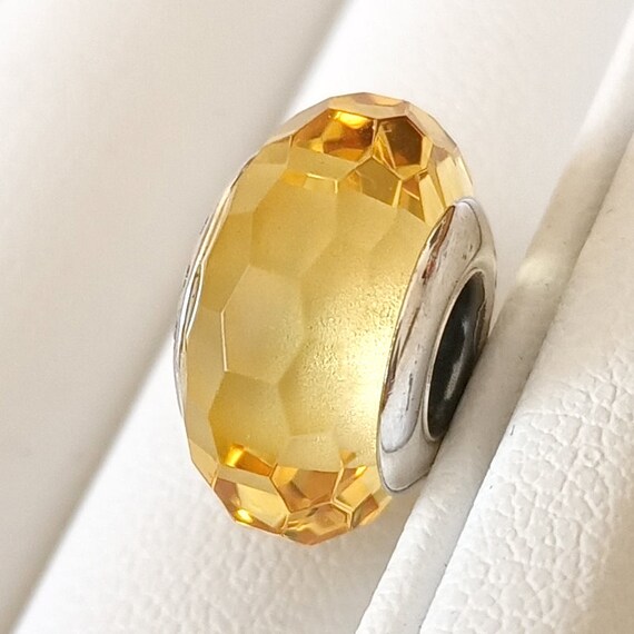Light Yellow AB Iridescent Murano Glass Bead for Silver European Charm Bracelets 