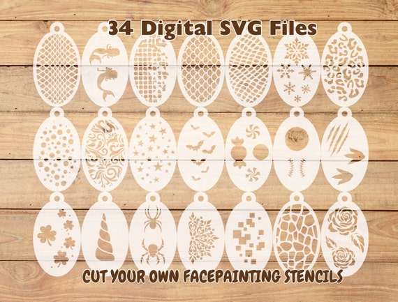 Face Painting Stencil SVG: 34 DIY Designs (Digital File)