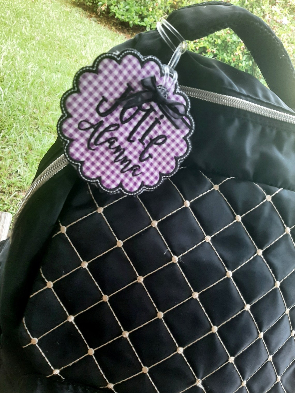 Personalized Embroidered Bag Tag with Bow backpack tag Etsy