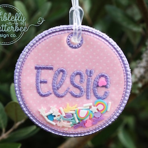 ITH Glitter Friendly Circle Bag Tag Embroidery File - Instant Download (3, 3.5, 4 inch sizes)
