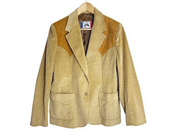 1970s Tan Corduroy Western Blazer | Brad Whitney California Suede Yolk Sport Coat | Large