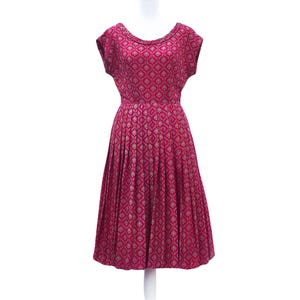 1960s Vintage Dynasty Silk A-Line Cocktail Dress | 60s Fit and Flare Party Dress | Small, S