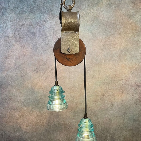 19th Century Wood Pulley Lamp | Farmhouse Décor | Industrial Lighting | Antique Insulator