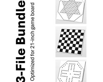 3-File Bundle – Checkers, Chinese Checkers, and Wahoo Game Board Templates – CNC File – Vectric® crv, svg, dxf