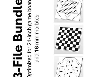 Paquete de 3 archivos: plantillas para tableros de juego de damas, damas chinas y Wahoo – Archivo CNC – Vectric® crv, svg, dxf