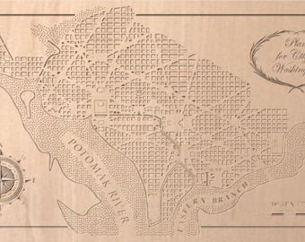 Washington DC L'Enfant Plan Map CNC File, Historic Capital City Wall Art, Vectric crv, svg, dfx (Digital Download)