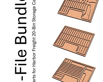 CNC Tool Bit Organizer Inserts – 3-File Bundle – Harbor Freight 20-Bin Case – Vectric® crv, svg, dxf