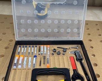 CNC Digital File – Tool Bit Organizer Insert – Harbor Freight 20-Bin Case – Redline Wrench Pocket – Vectric® crv, svg, dxf