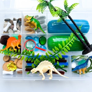 Dinosaur Play Dough Kit, Dinosaur Sensory Kit, Dinosaur Busy Box, Dinosaur Sensory Play, Dinosaur Creative Activity, Dinosaur Birthday Gift