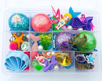 Mermaid Play Dough Sensory Kit | Under the Sea Birthday Party Favor | Toddler Girl Birthday | Ocean Themed Kids Activity | Screen Free Gift