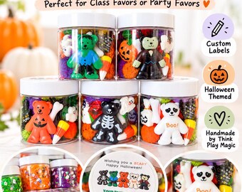 Halloween Play Dough Class Favors | Class Gift Idea | Customizable Halloween Jars | Halloween Party Kids Activities | Trick or Treat Items