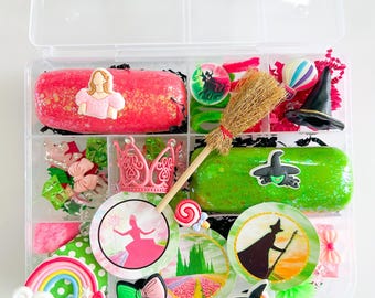 Wicked Inspired Play Dough Kit | Pink & Green Sparkly Sensory Kit | Broadway Sensory Magic | Fantasy Musical Craft  | Wicked Birthday Party