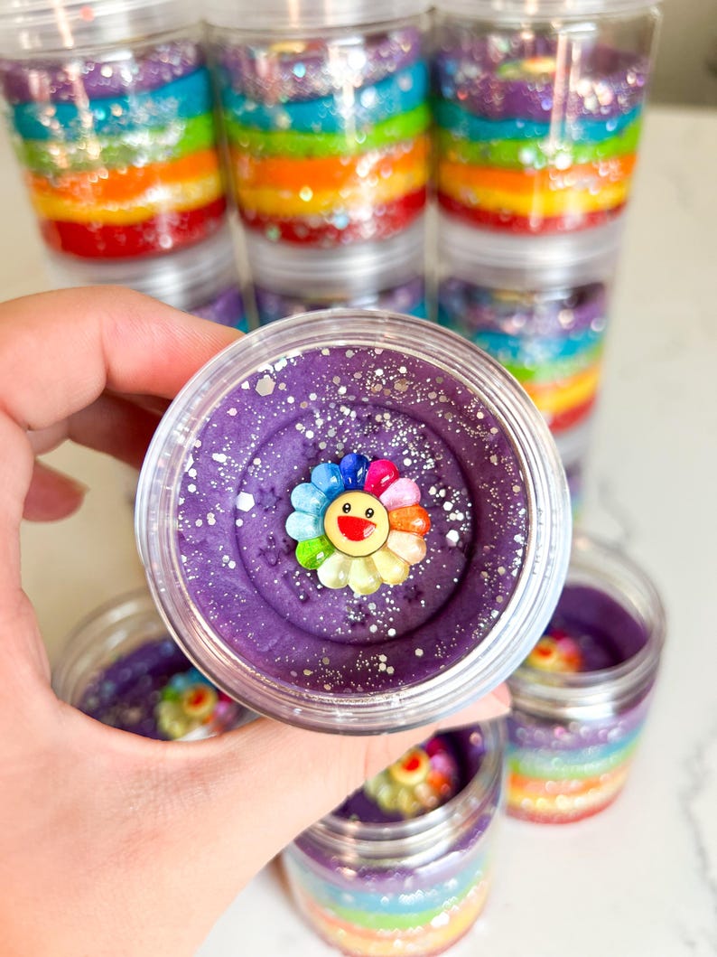 Rainbow Play Dough Jar Party Favor | Glittery Sensory Dough | Kids Birthday Gifts | Rainbow Activities | Montessori Class | Toddler Travel image 8