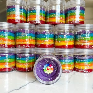 Rainbow Play Dough Jar Party Favor | Glittery Sensory Dough | Kids Birthday Gifts | Rainbow Activities | Montessori Class | Toddler Travel image 9