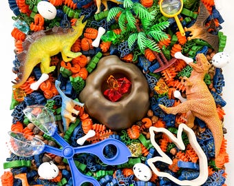 Colorful Dinosaur Sensory Bin Filler | Dino Sensory Mix | Prehistoric Pretend Play | Age 3+ Boy Birthday |   Dinosaur Kids Birthday Activity