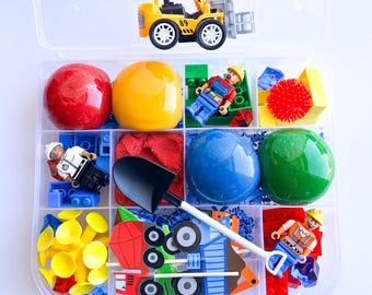 Construction Play Dough Sensory Kit | Kids Building Activity | LEGO Birthday | Toddler Boy Gift | Fine Motor Skills | Unique Gifts for Kids
