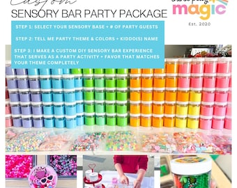 DIY Sensory Bar Party Package | Slime Bar Charms | Play Dough Bar Birthday | Kinetic Sand Jar | Kids Birthday Entertainment | Sensory Party
