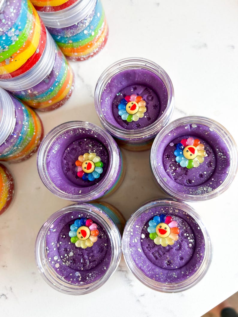 Rainbow Play Dough Jar Party Favor | Glittery Sensory Dough | Kids Birthday Gifts | Rainbow Activities | Montessori Class | Toddler Travel image 6