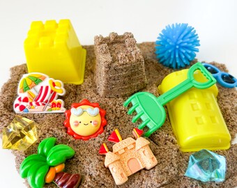 Build a Sand Castle Sensory Jar | Kinetic Sand Mini Kit | Beach Activities | Travel Toys | Summer Birthday Favors | Summer Crafts for Kids