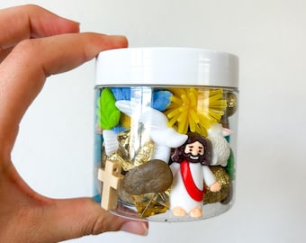 He Is Risen Play Dough Jar | Christian Kids Easter Gift | Faith Based Sensory Play | Jesus Resurrection Activity | Church Easter Basket Idea