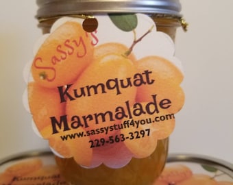 Sassy's Kumquat Marmalade. Made with the South's kumquats and turned into a delicious, sweet, inviting marmalade.