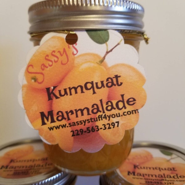 Sassy's Kumquat Marmalade. Made with the South's kumquats and turned into a delicious, sweet, inviting marmalade.