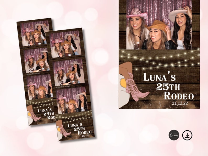 Pink Rodeo Photo Booth Template | Girly Western Birthday, 2x6 (canva ...