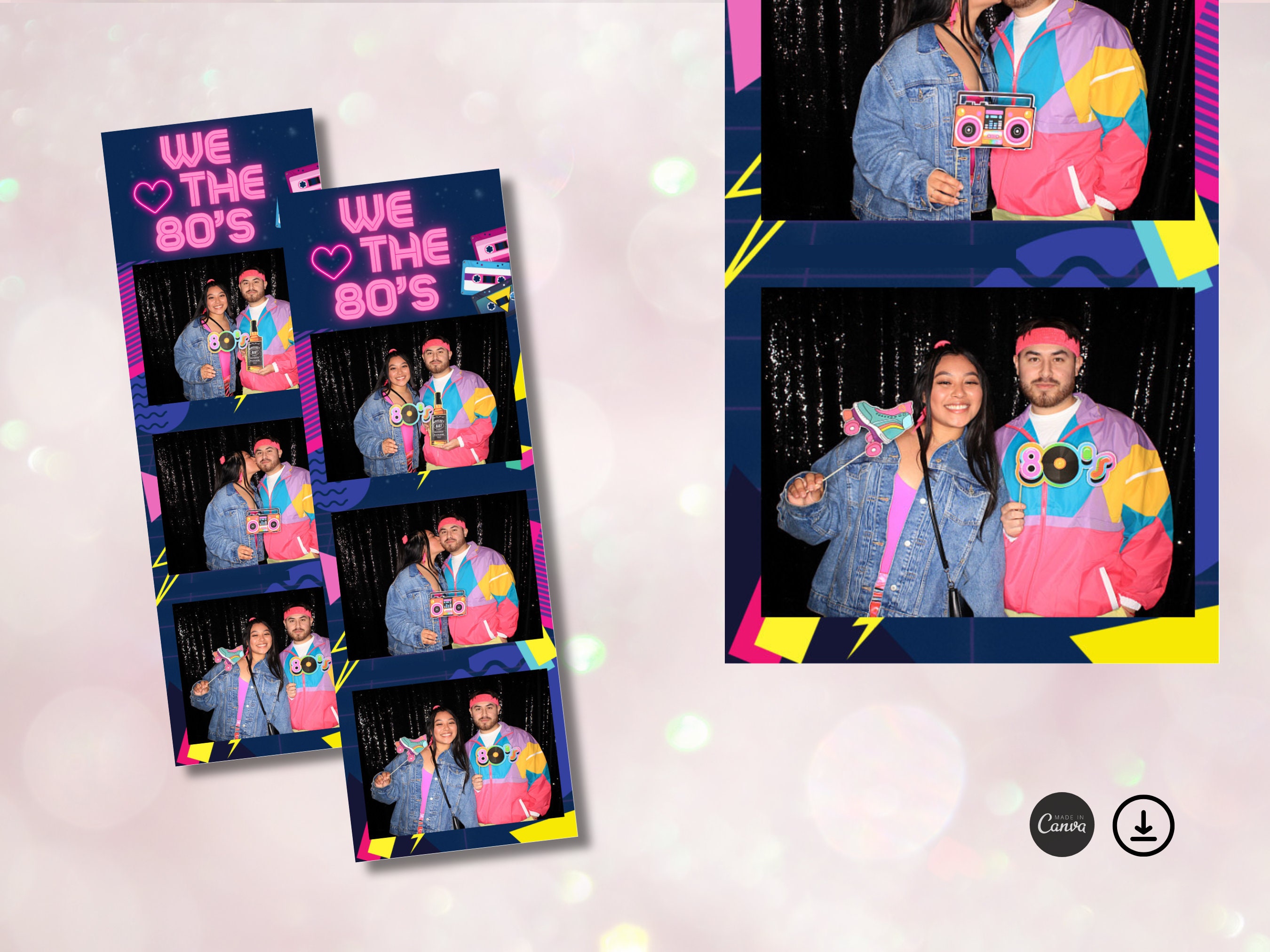 I Love 80s Photo Booth Frame Photobooth Props Not Pre-Cut for Easy Mounting  by Self 23x17inch