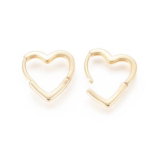 18k Gold Plated 13.7mm Gold Heart Huggie Hoops Tiny Delicate Dainty Simple Earrings Gifts for Her UK Elegant Minimalist Wedding zdjęcie 5